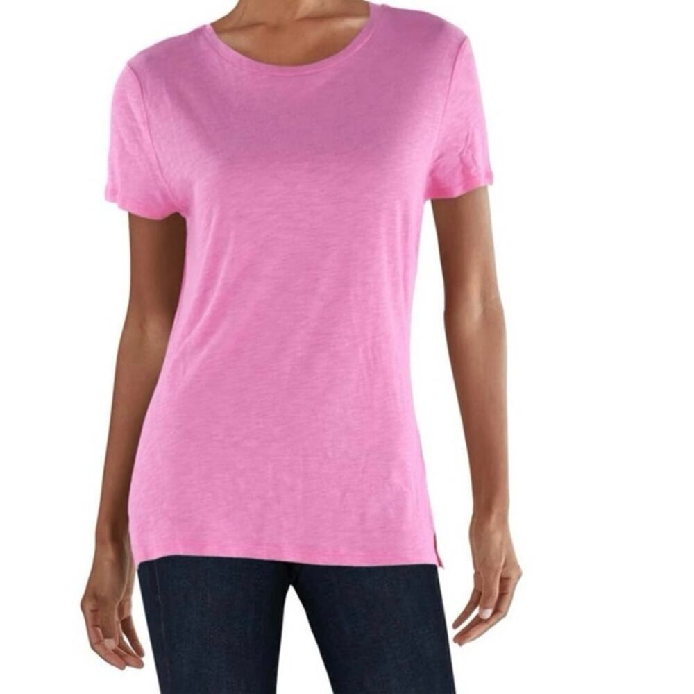 Three dots women's crew neck tee solid aurora pink Sz S NWT